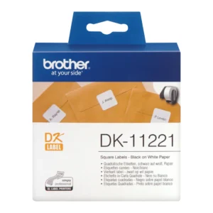 حبر بكرة ملصقات أصلية من Brother DK-11221 – أسود على أبيض، 23 مم × 23 مم