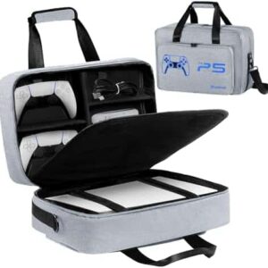 UUBOXS Carrying Case for PS5/PS5 Pro/PS5 Slim, Upgrade Protective Travel Bag for PS5 Disc/Digital Edition, Large Capacity Storage Bag Compatible with PlayStation 5 Controller Console Accessories