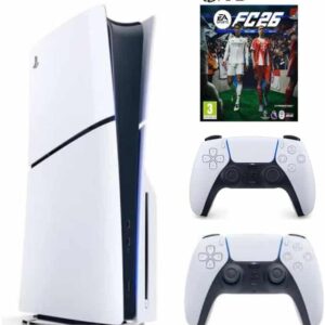 Sony PlayStation 5 Slim Disc with Extra Dualsense White Controller and FC26 – International Version