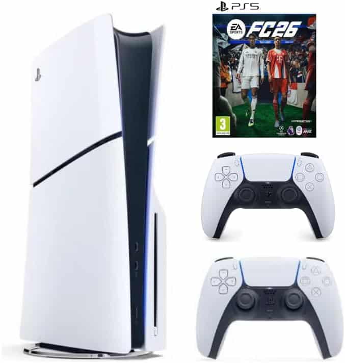 Sony PlayStation 5 Slim Disc with Extra Dualsense White Controller and FC26 – International Version