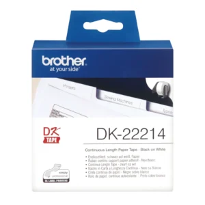 حبر بكرة ملصقات ورقية Brother DK-22214 – أسود على أبيض، بعرض 12 مم