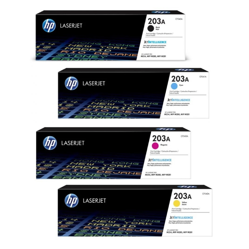 طقم حبر ليزر اتش بي 203A ملون CF543A | CF542A | CF541A | CF540A
